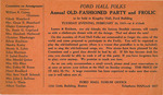 Ford Hall Folks Annual Old-Fashioned Party and Frolic Postcard, 1935