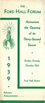 Ford Hall Forum Announcement of 32nd Season, 1939