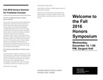 CAS Honors Symposium Program, Fall 2016 by College of Arts & Sciences Honors Program