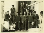Photograph of Thomas F. Lambert with a group on ship, circa 1937 by Elaine Barnett Photos