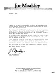 Letter from John Joseph Moakley thanking his supporters, 5 October 1984 by John Joseph Moakley