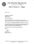 Schedule request to John Joseph Moakley from Brockton Mayor John Yunits, 18 August 1997 by John Yunits