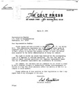 Constituent letter to John Joseph Moakley from the Colt Press of East Boston regarding H.R. 5 The anti-striker replacement act, 27 March 1991 by Colt Press