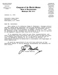 Letter from John Joseph Moakley to the Honorable James Baker regarding the authorization of James P. McGovern and William Woodward to accompany John P. Murtha on his trip to El Salvador, 11 January 1991 by John Joseph Moakley