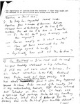 Handwritten questions on Jesuit murder case, U.S. Major Eric Buckland, U.S. military aid, and the Frente Farabundo Marti para la Liberacion Nacional (FMLN) and the Salvadoran government, undated by unknown