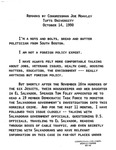 Remarks by John Joseph Moakley given at Tufts University regarding the Jesuit murder case and call for action, 14 October 1990