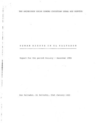 "Human rights in El Salvador: Report for the period January-December 19 ...