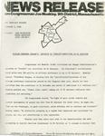 News Release from Congressman John Joseph Moakley, "Moakley Condemns Reagan's Decision to 'Certify' Conditions in El Salvador" by John Joseph Moakley