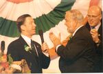 John Joseph Moakley and Stephen Lynch at Saint Patrick's Day Breakfast in South Boston, Mass., March 1998 by unknown