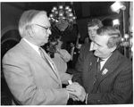 Congressman John Joseph Moakley shakes hands with Polish President Lech Walesa during visit to the U.S., 1989 by unknown