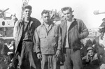 John Joseph Moakley (right) with fellow sailors on naval ship, WWII, circa 1943 by unknown