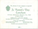 Saint Patrick's Day Luncheon Invitation, 1968 by unknown