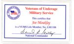 John Joseph Moakley's Veterans of Underage Military Service membership card by unknown