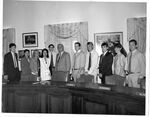 John Joseph Moakley with interns in Rules Committee room, 1990s by unknown