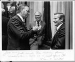 John Joseph Moakley, Kevin White, and William M. Bulger at the 100 Club of Massachusetts Annual Dinner, 5 March 1978 by unknown