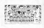 Reprint of 11/25/1942 Boston Herald Cartoon of the South Boston High School Football Team (John Joseph Moakley-Right Guard), 1942 by unknown