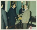 Congressman Moakley meets with El Salvador's President Cristiani, photograph, 1999 by unknown