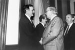 John Joseph Moakley shaking hands with President George Bush by unknown