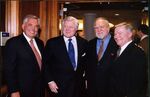 Suffolk University President David Sargent, Senator Edward M. "Ted" Kennedy, John Joseph Moakley and William M. Bulger at Suffolk University Law Library Dedication, 13 January 2000 by Gary Campagna Photography