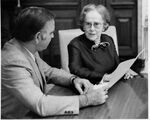 John Joseph Moakley and Senator Edith Green (D- Oregon) meet about anti-busing legislation, 13 March 1974 by unknown