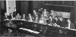 John Joseph Moakley at a Massachusetts State House Committee on Legal Affairs hearing (Moakley is seated fifth from left), 1957 by unknown