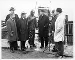 John Joseph Moakley meeting with fishermen near the docks, circa 1960s by James F. McDevitt