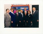 Group photograph of President Bill Clinton event, John Joseph Moakley is at far right, William Bulger is fourth from right, Clinton is third from right by United States. White House Photographic Office