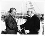 Tour of the Ted Williams Tunnel in Boston, Mass: John Joseph Moakley (right), shaking hands with Thomas M. Menino (left) by unknown