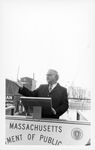 Central Artery/Third Harbor Tunnel groundbreaking ceremony, John Joseph Moakley speaking at podium by Leslie N. Hilton