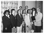 John Joseph Moakley receives award at an unidentified event, 1980s-1990s by unknown