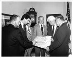 Speaker Tip O'Neill, John Joseph Moakley and others review at map in Washington D.C., 1980s-1990s by unknown