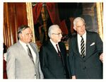 Italian Prime Minister Francesco Cossiga with Congressman John Joseph Moakley and another member of Congress during a visit to Washington, D.C. 1980s by unknown