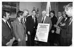 Congressmen John Joseph Moakley, Thomas P. "Tip" O'Neill, and Edward Markey celebrate the passage of the Nuclear Weapons Moratorium and Reduction - Massachusetts Resolution by unknown