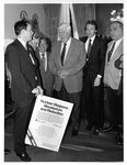 Congressmen John Joseph Moakley, Thomas P. "Tip" O'Neill, and Edward Markey celebrate the passage of the Nuclear Weapons Moratorium and Reduction - Massachusetts Resolution by unknown