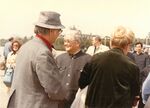 Congressman John Joseph Moakley and Evelyn Moakley are greeted by Chinese officials at the airport during a congressional trip to China by unknown