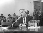 Congressman John Joseph Moakley testifying at a congressional hearing regarding fire-safe cigarettes in Washington, D.C. by unknown