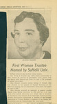 Sunday Herald Advertiser article announcing Jeanne M. Hession's appointment as Suffolk University's first female trustee, 5/13/1973 by Boston Herald